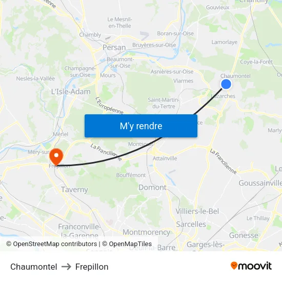 Chaumontel to Frepillon map