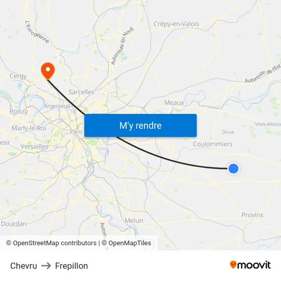 Chevru to Frepillon map