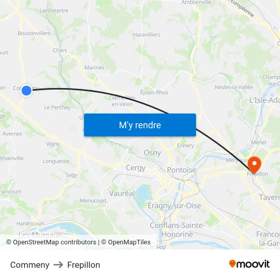 Commeny to Frepillon map