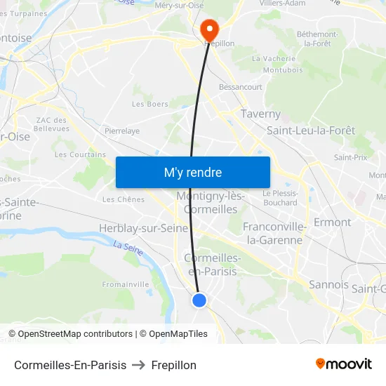 Cormeilles-En-Parisis to Frepillon map