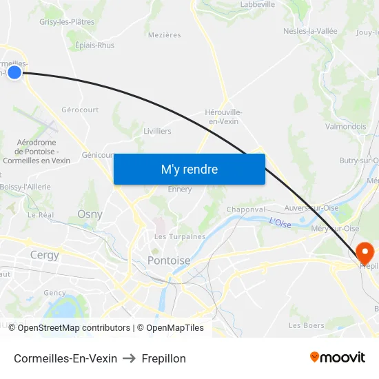 Cormeilles-En-Vexin to Frepillon map