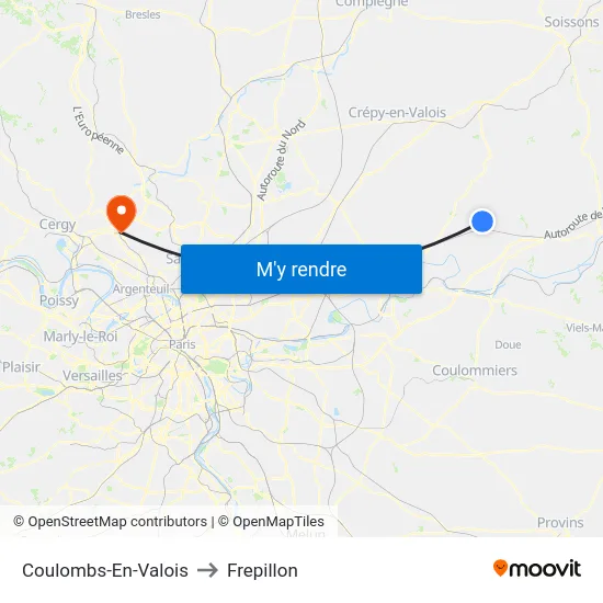 Coulombs-En-Valois to Frepillon map