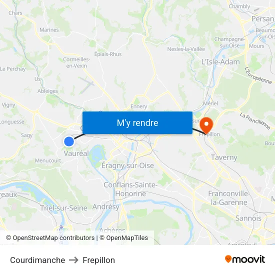 Courdimanche to Frepillon map