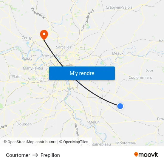Courtomer to Frepillon map