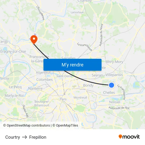 Courtry to Frepillon map
