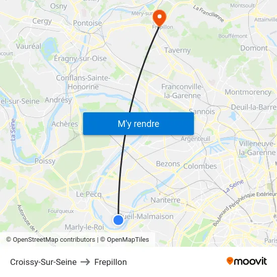 Croissy-Sur-Seine to Frepillon map