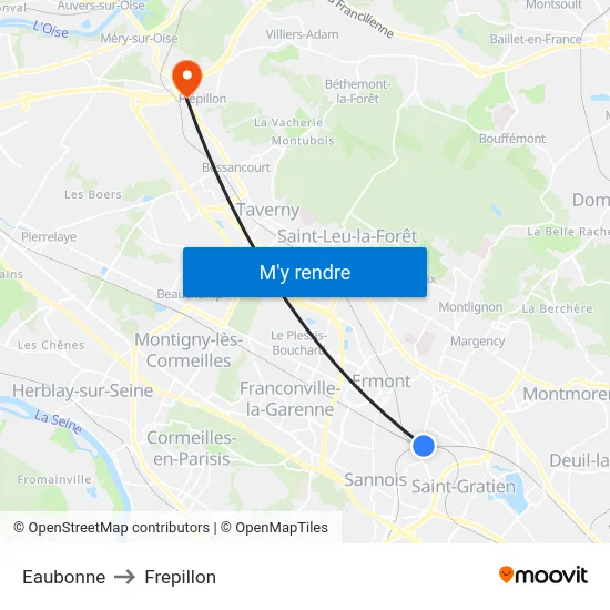 Eaubonne to Frepillon map