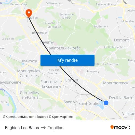 Enghien-Les-Bains to Frepillon map