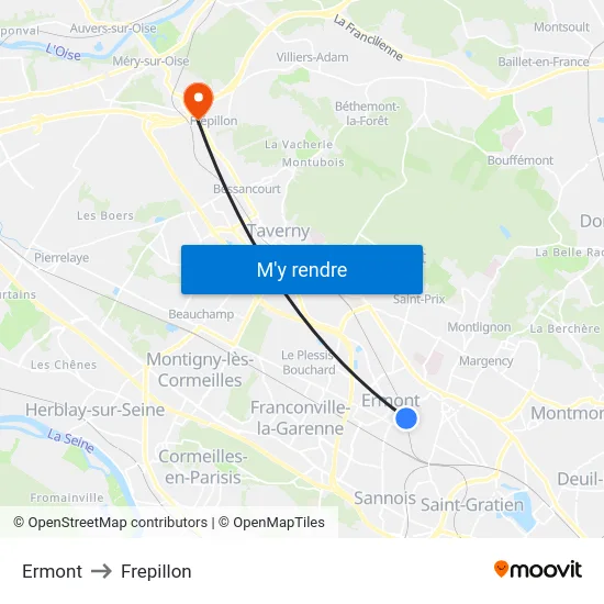 Ermont to Frepillon map