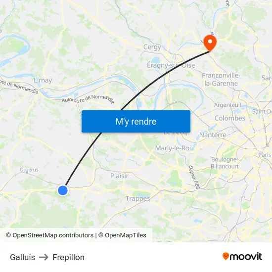 Galluis to Frepillon map
