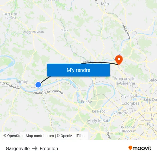 Gargenville to Frepillon map