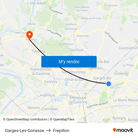 Garges-Les-Gonesse to Frepillon map