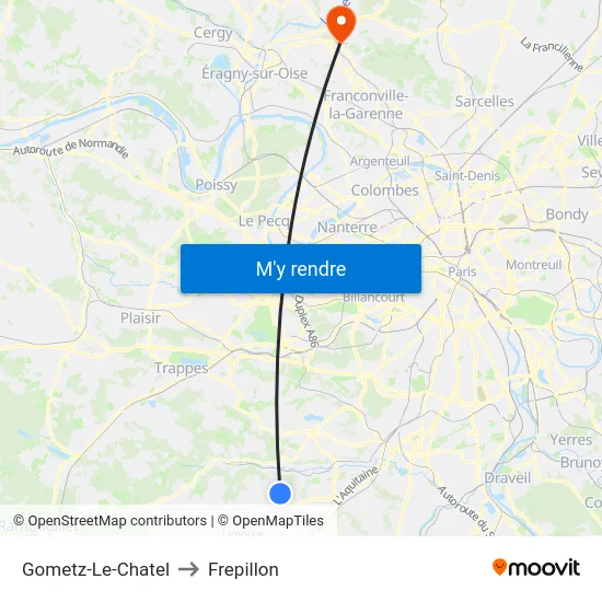 Gometz-Le-Chatel to Frepillon map