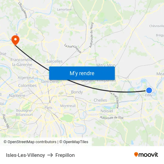 Isles-Les-Villenoy to Frepillon map