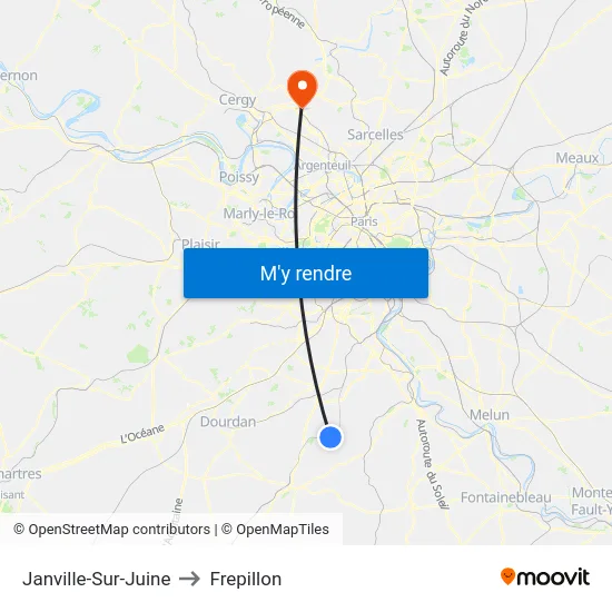 Janville-Sur-Juine to Frepillon map