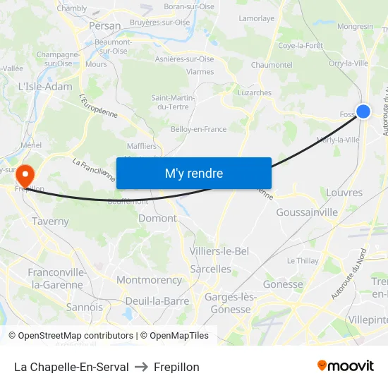 La Chapelle-En-Serval to Frepillon map