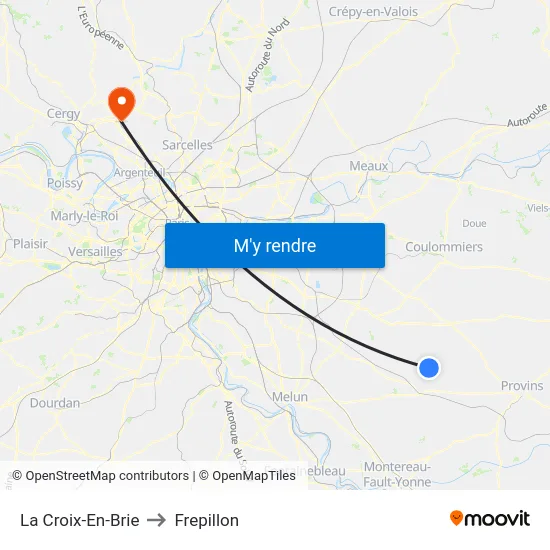 La Croix-En-Brie to Frepillon map