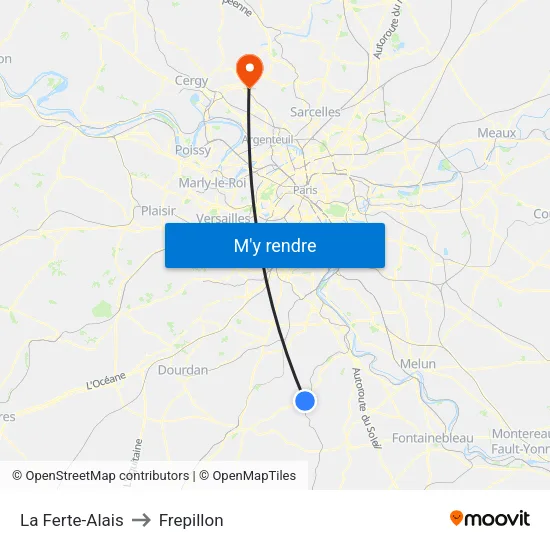 La Ferte-Alais to Frepillon map