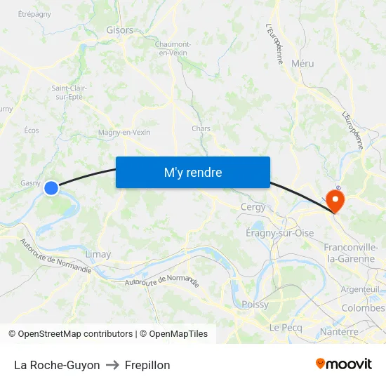 La Roche-Guyon to Frepillon map