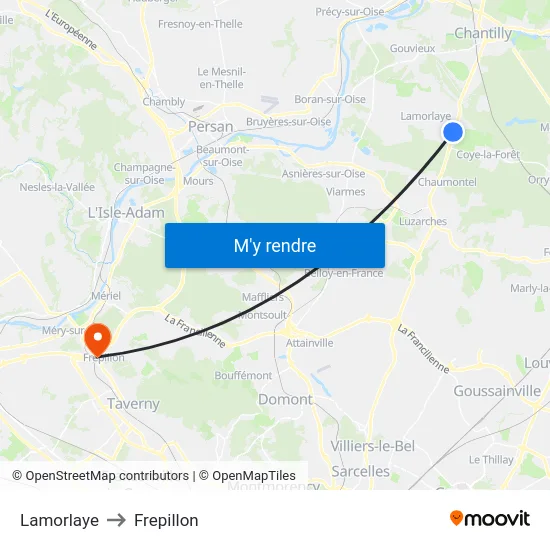 Lamorlaye to Frepillon map