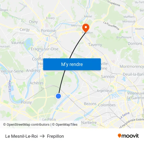 Le Mesnil-Le-Roi to Frepillon map