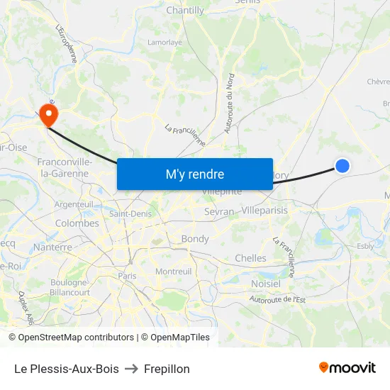 Le Plessis-Aux-Bois to Frepillon map