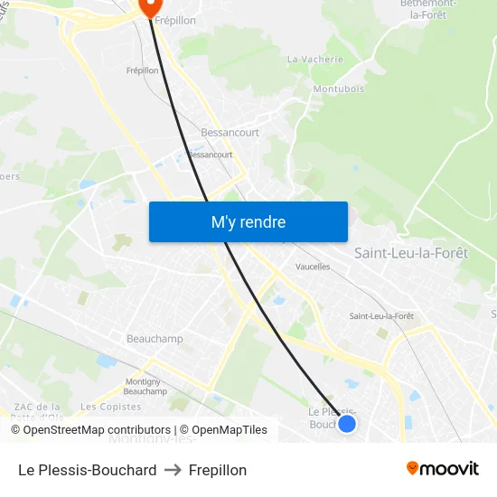 Le Plessis-Bouchard to Frepillon map