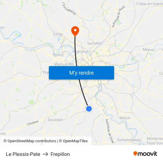 Le Plessis-Pate to Frepillon map