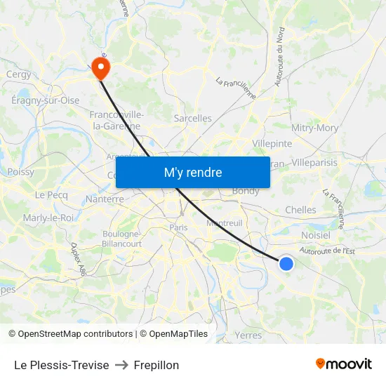 Le Plessis-Trevise to Frepillon map