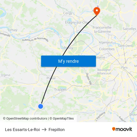 Les Essarts-Le-Roi to Frepillon map