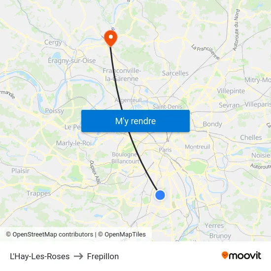 L'Hay-Les-Roses to Frepillon map