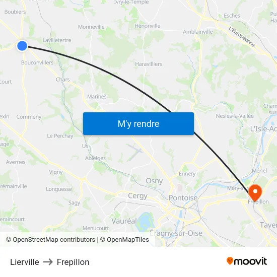 Lierville to Frepillon map