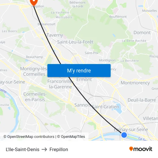 L'Ile-Saint-Denis to Frepillon map