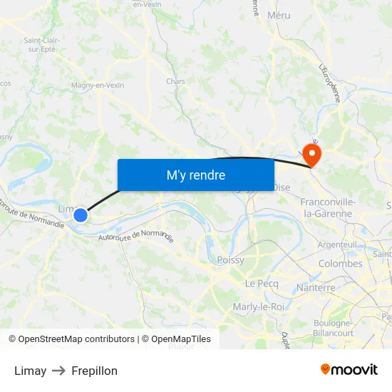 Limay to Frepillon map