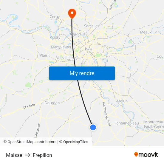 Maisse to Frepillon map