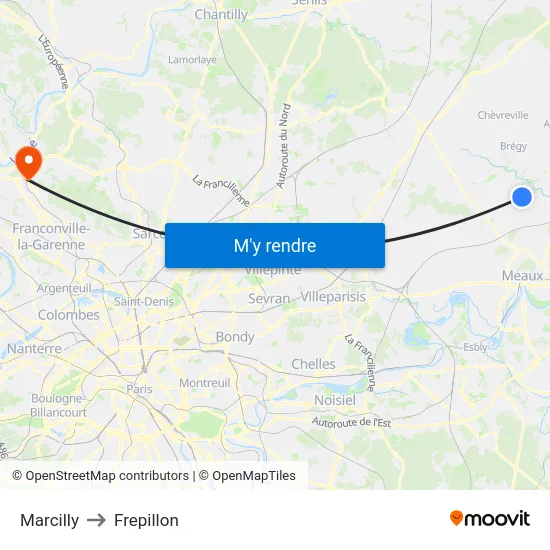 Marcilly to Frepillon map