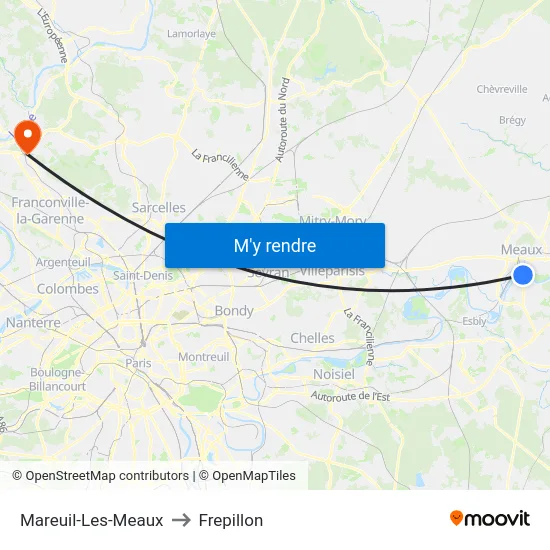 Mareuil-Les-Meaux to Frepillon map