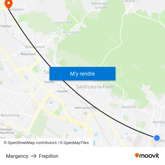 Margency to Frepillon map