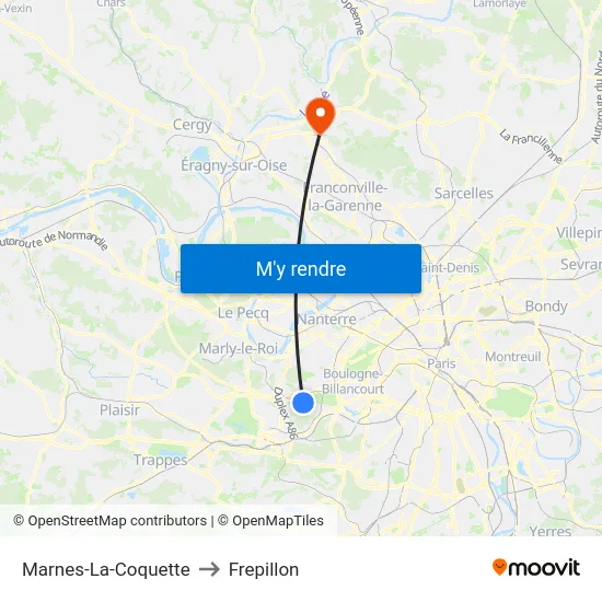 Marnes-La-Coquette to Frepillon map
