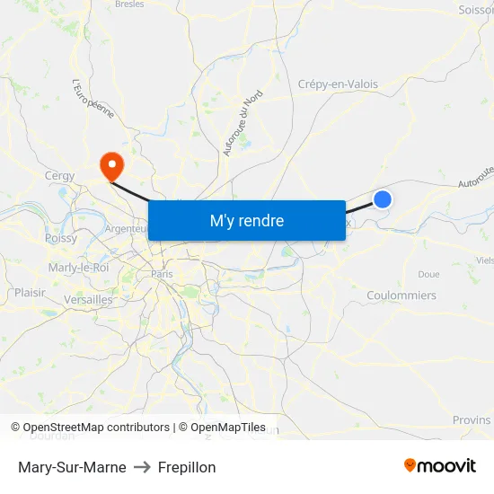 Mary-Sur-Marne to Frepillon map