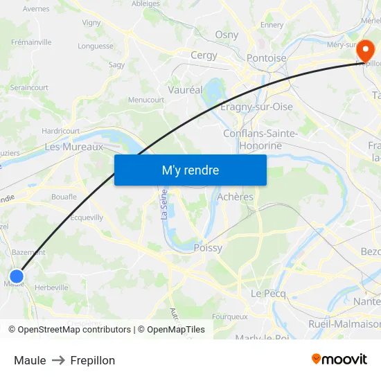 Maule to Frepillon map