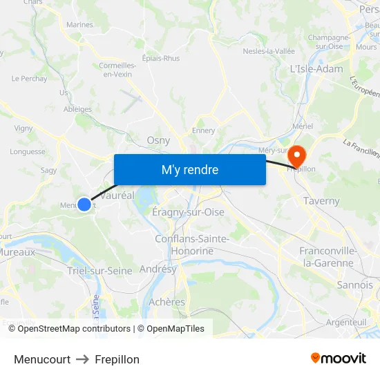 Menucourt to Frepillon map