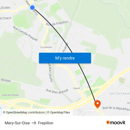 Mery-Sur-Oise to Frepillon map