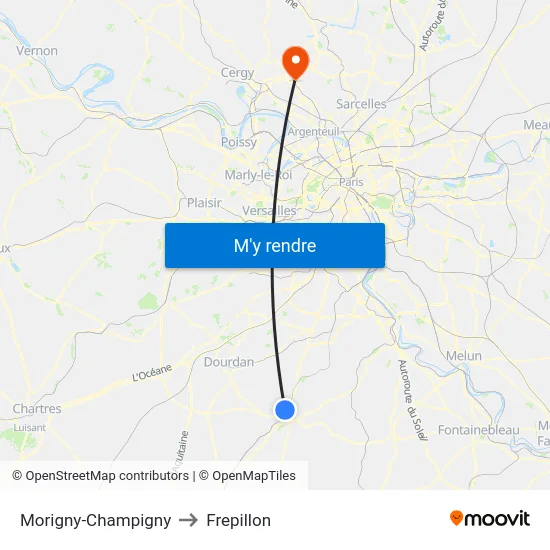 Morigny-Champigny to Frepillon map