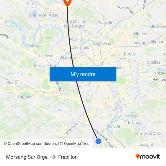Morsang-Sur-Orge to Frepillon map