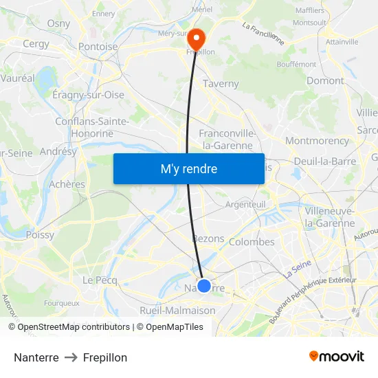 Nanterre to Frepillon map
