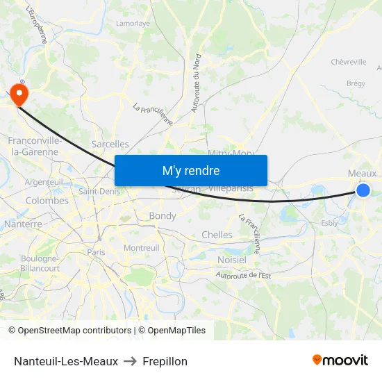 Nanteuil-Les-Meaux to Frepillon map