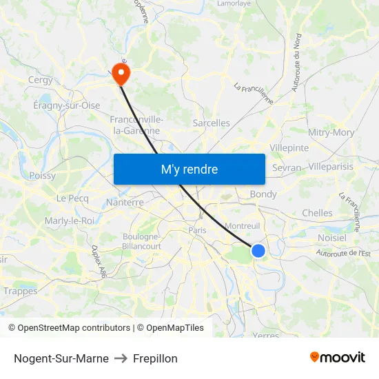 Nogent-Sur-Marne to Frepillon map
