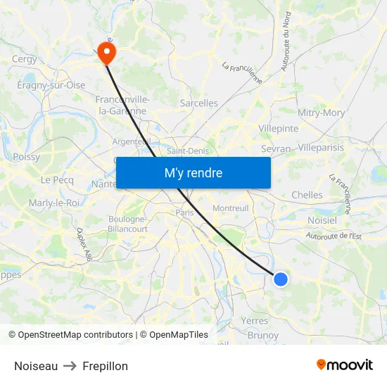 Noiseau to Frepillon map