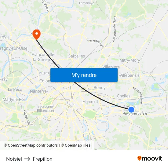 Noisiel to Frepillon map